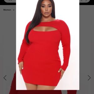 Fashion Nova red ribbed dress